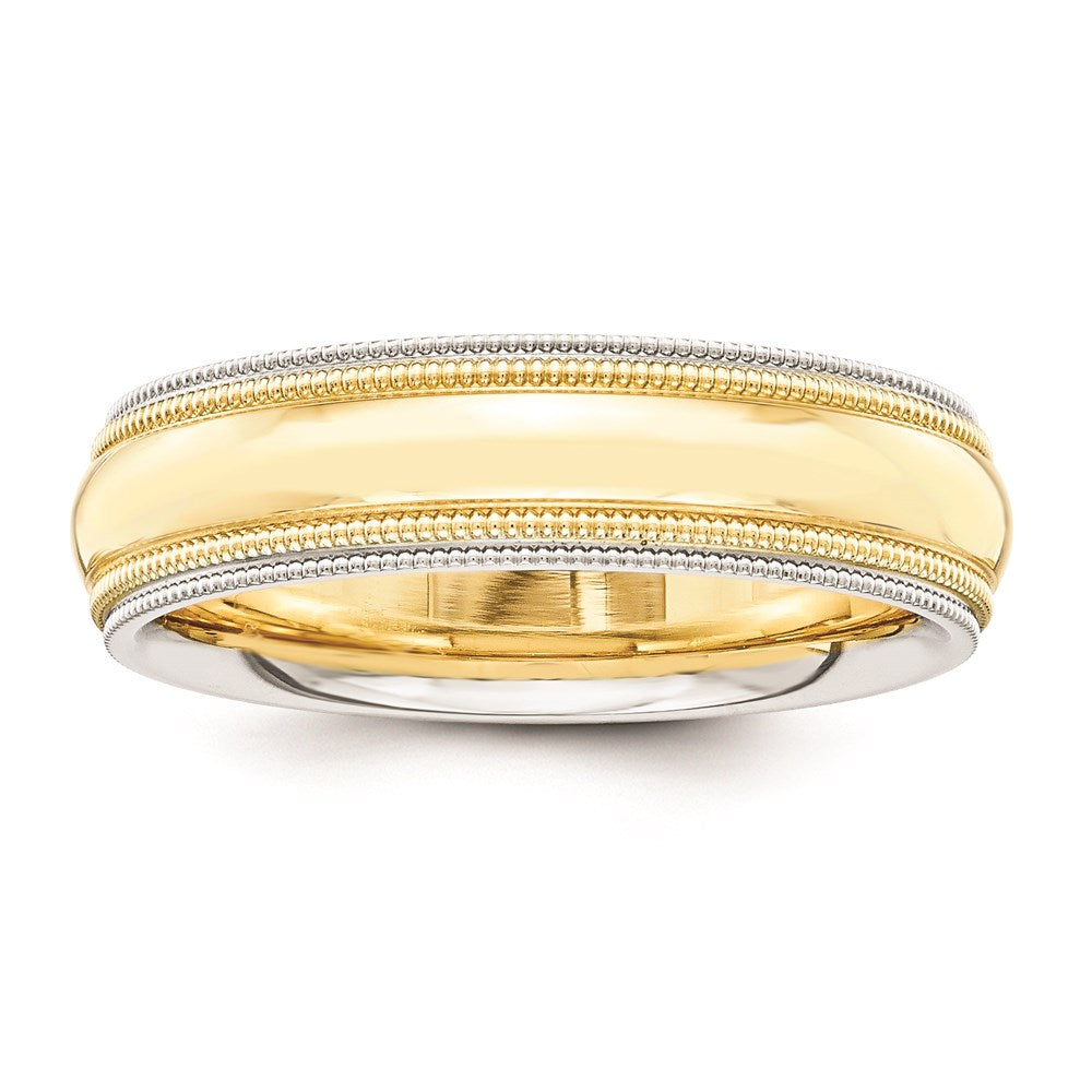 Solid 10K Yellow Gold Two-Tone 5mm Milgrained-Edged Size 7 Wedding Men's/Women's Wedding Band Ring