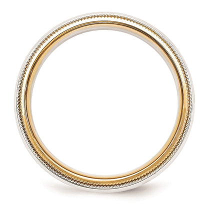 Solid 14K Yellow Gold Two-Tone 5.5mm Milgrained-Edged Size 6 Wedding Men's/Women's Wedding Band Ring