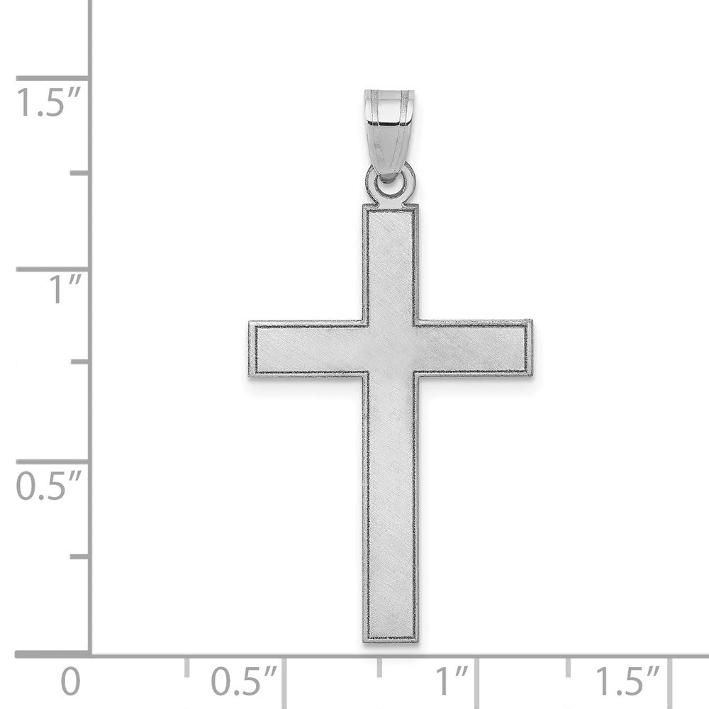 14k White Gold Florentine Satin Cross Pendant