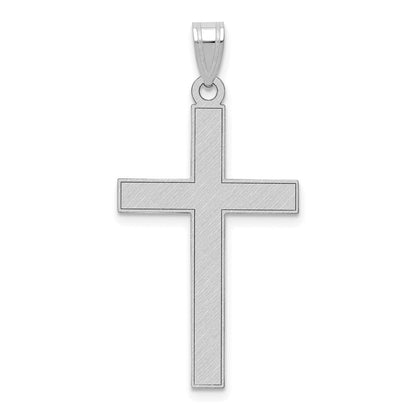 14k White Gold Florentine Satin Cross Pendant