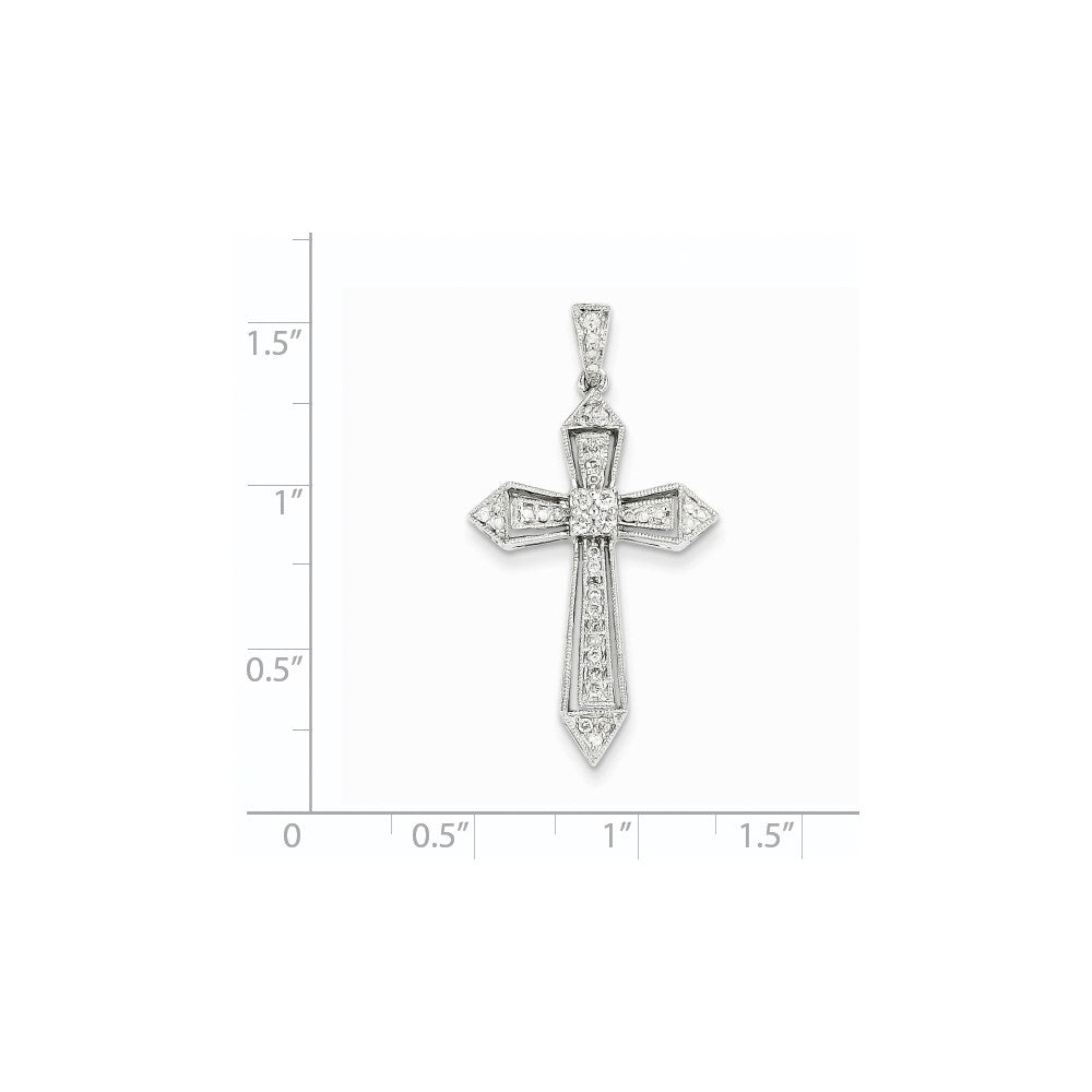 14k White Gold Diamond Passion Cross Pendant
