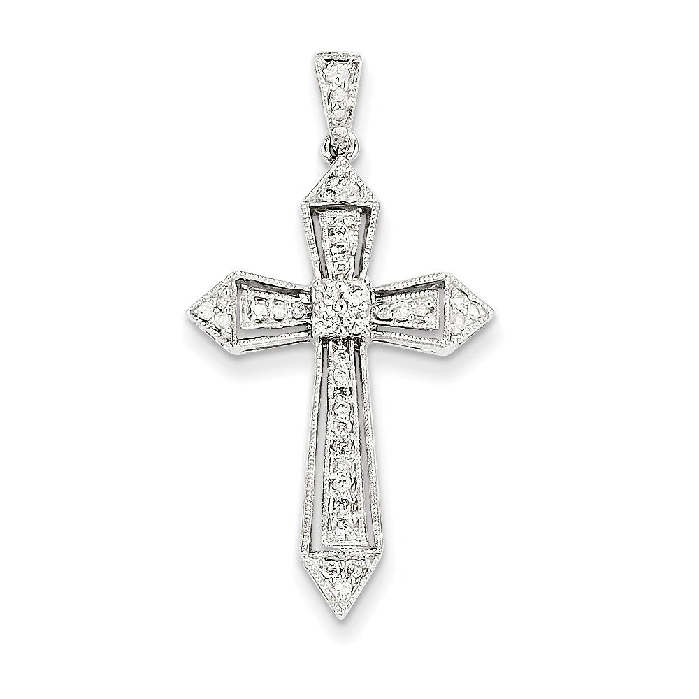14k White Gold Diamond Passion Cross Pendant