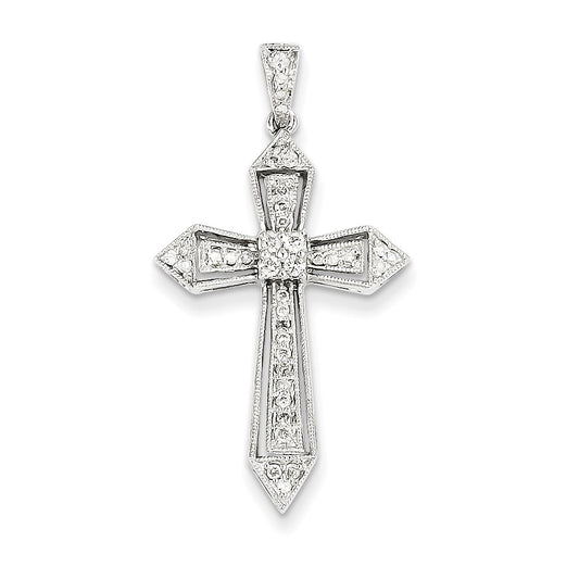 14k White Gold Diamond Passion Cross Pendant