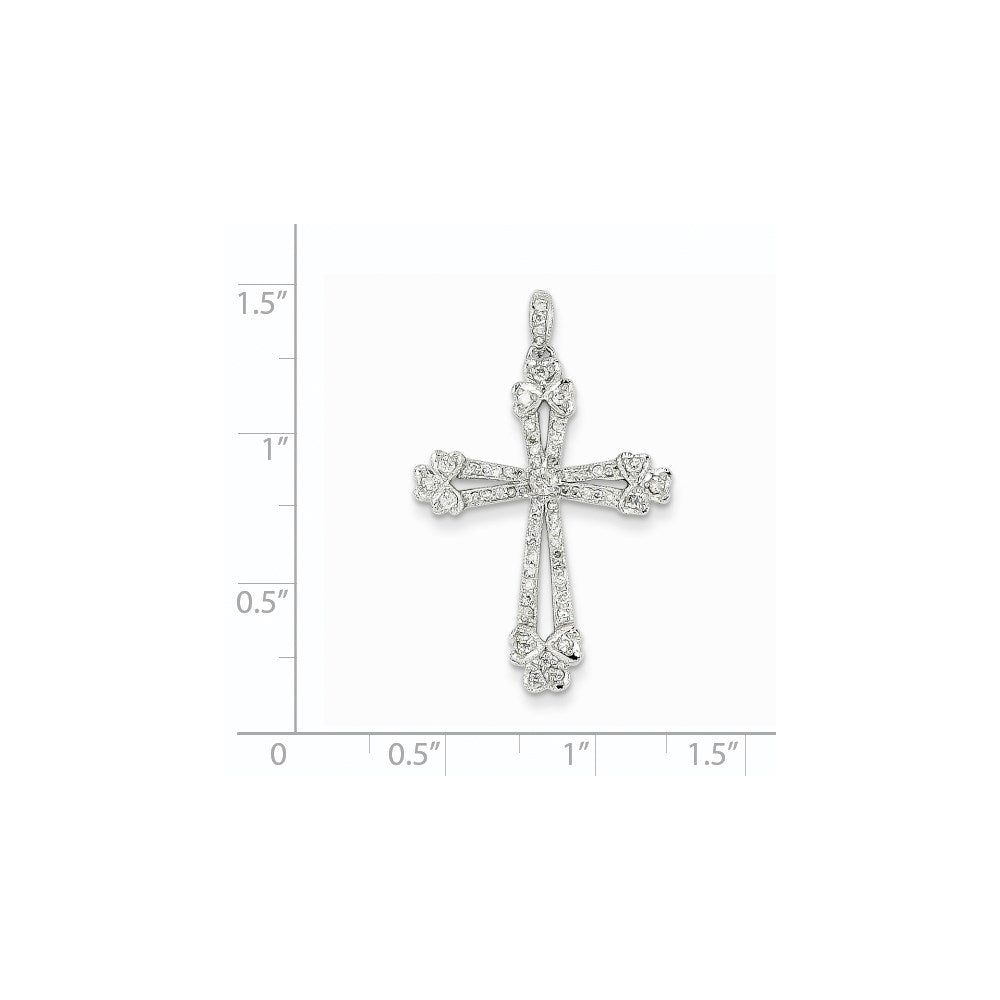 14k White Gold Diamond Cross Pendant