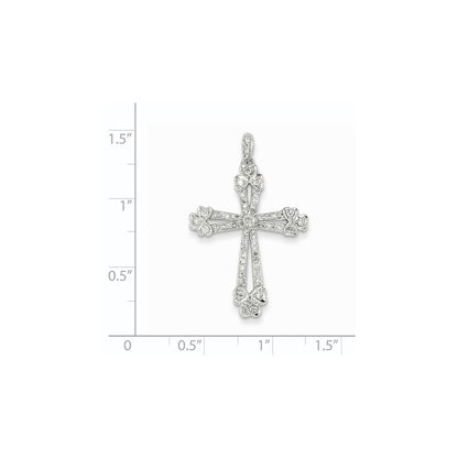 14k White Gold Diamond Cross Pendant