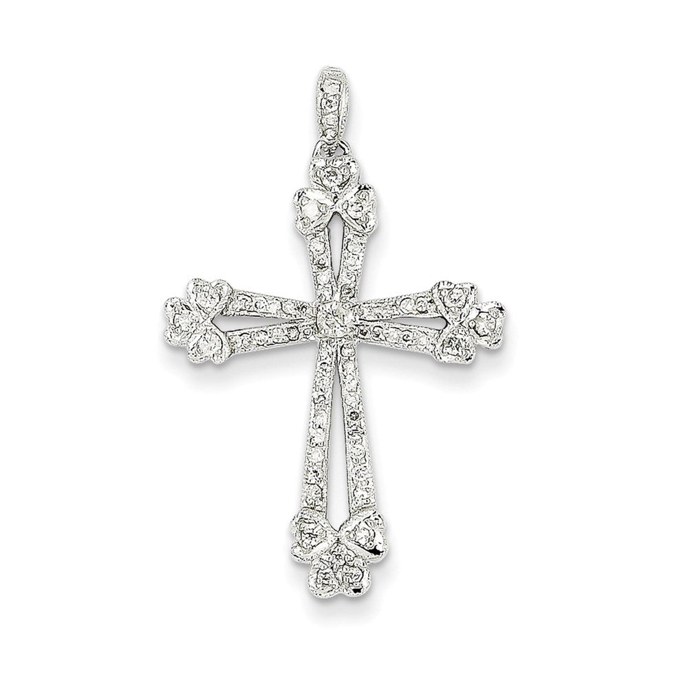 14k White Gold Diamond Cross Pendant