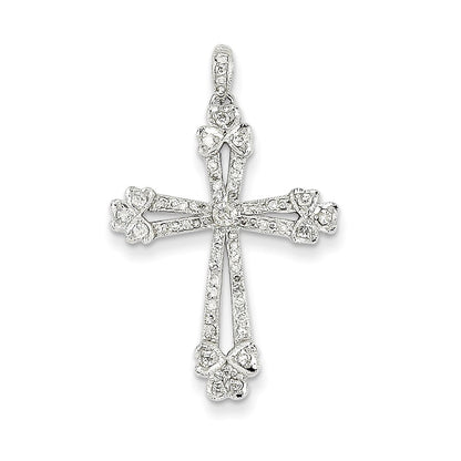 14k White Gold Diamond Cross Pendant