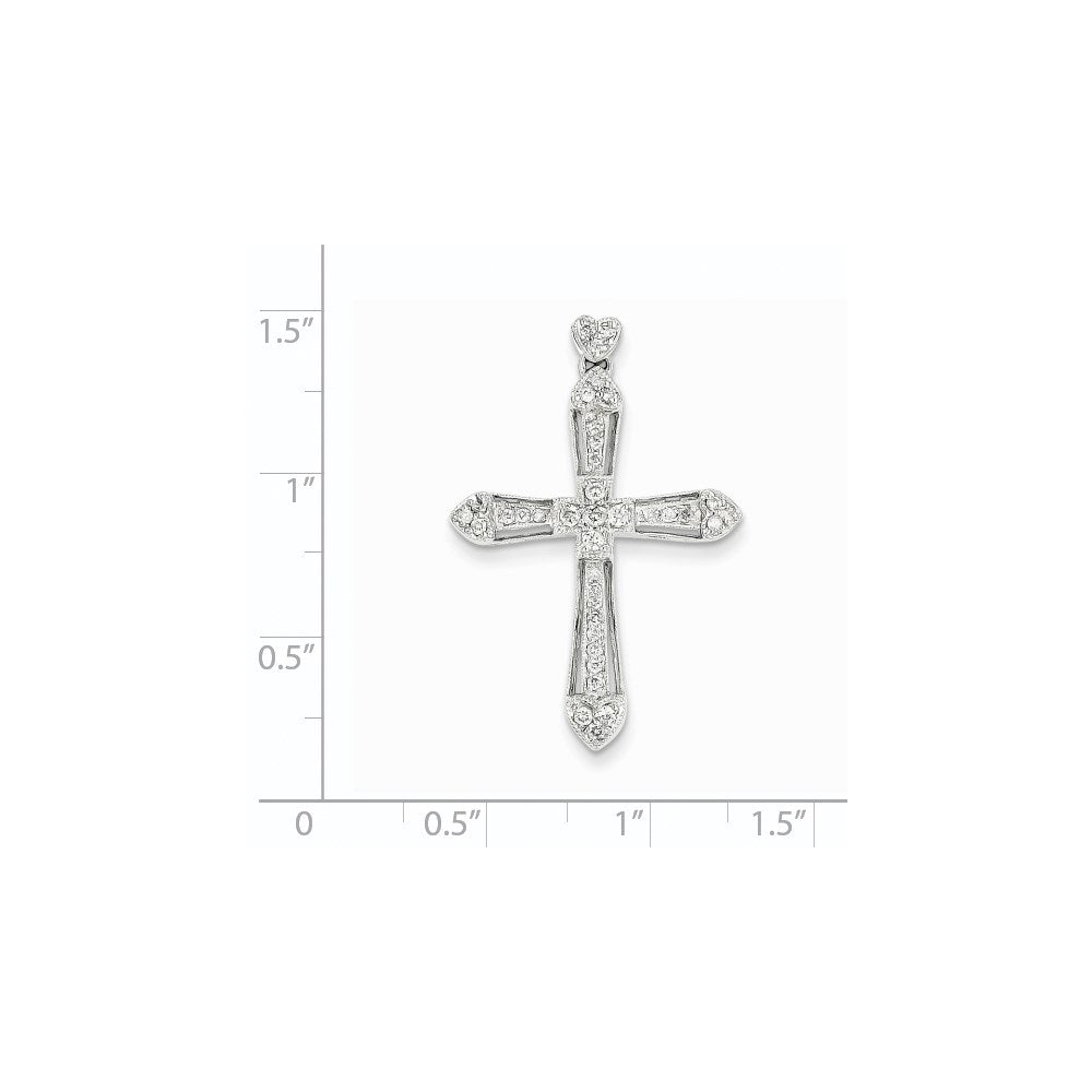 14k White Gold Diamond Cross Pendant