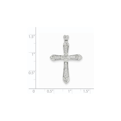 14k White Gold Diamond Cross Pendant