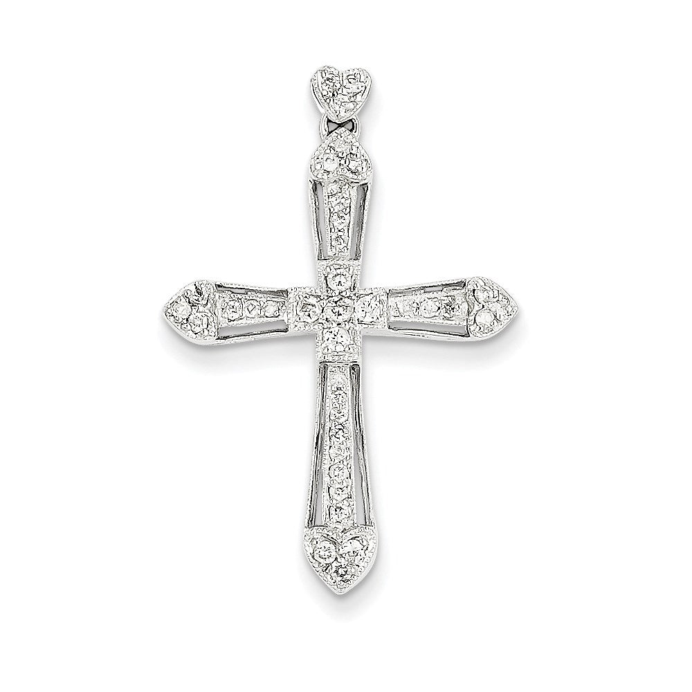 14k White Gold Diamond Cross Pendant
