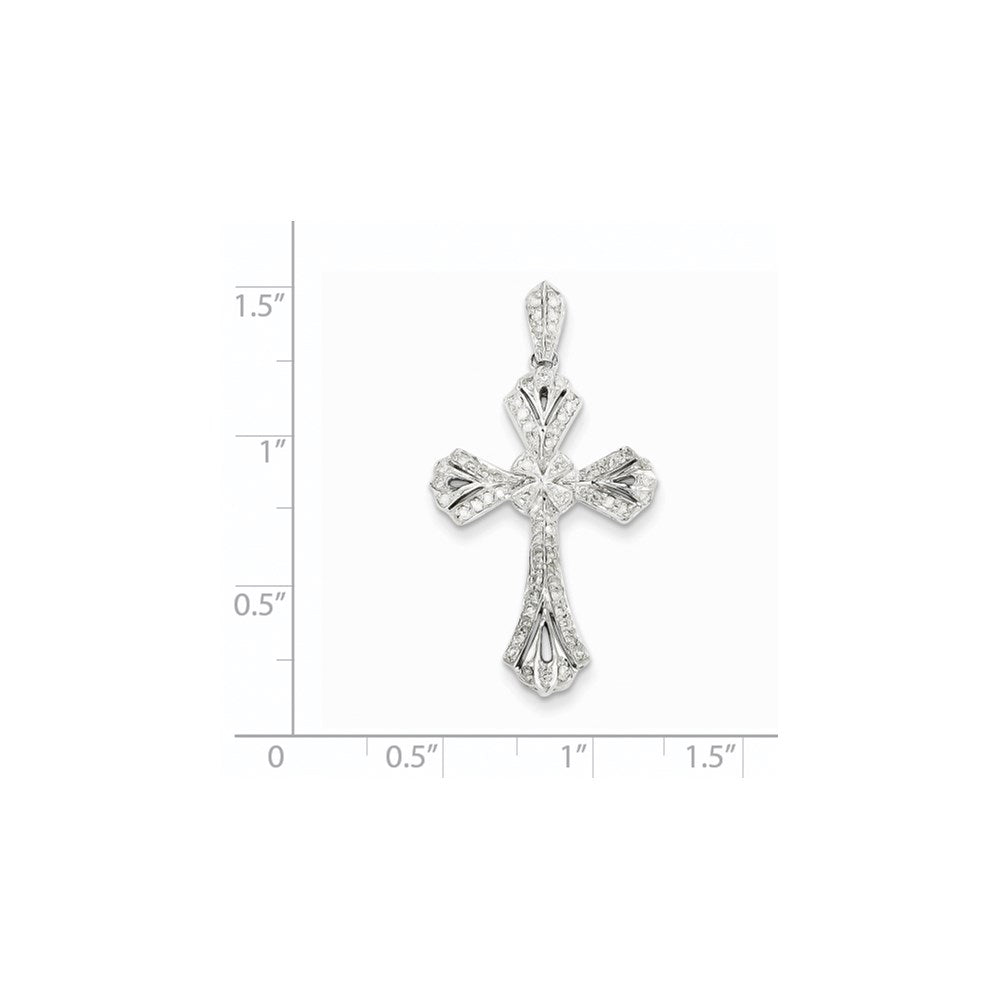 14k White Gold Diamond Cross Pendant