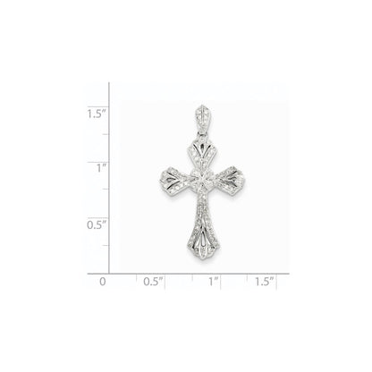 14k White Gold Diamond Cross Pendant