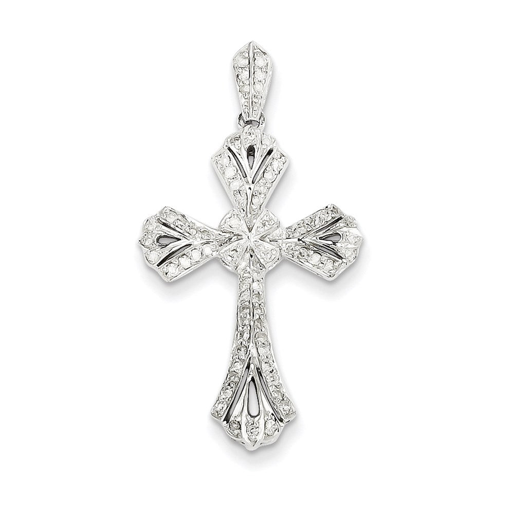 14k White Gold Diamond Cross Pendant