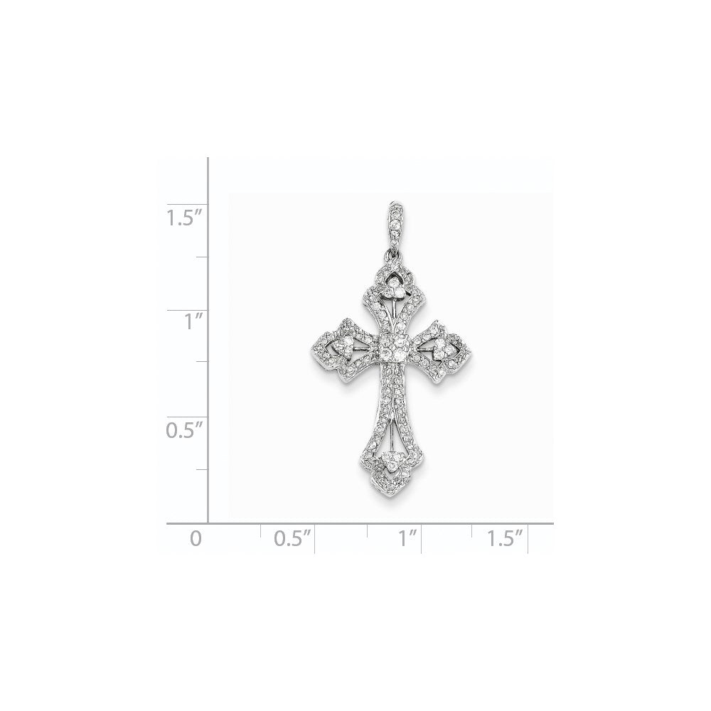 14k White Gold Diamond Cross Pendant