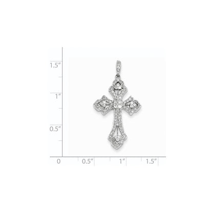 14k White Gold Diamond Cross Pendant