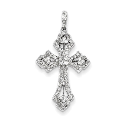 14k White Gold Diamond Cross Pendant