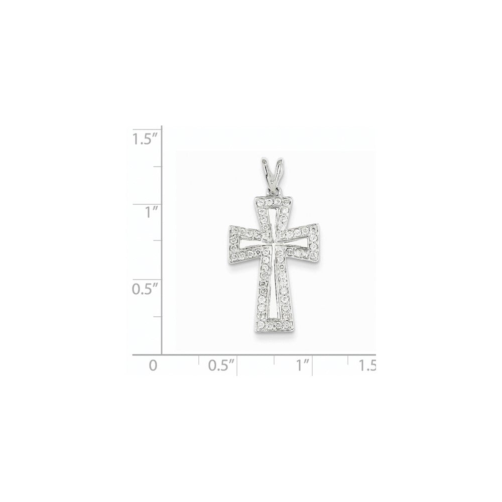 14k White Gold Diamond Cross Pendant