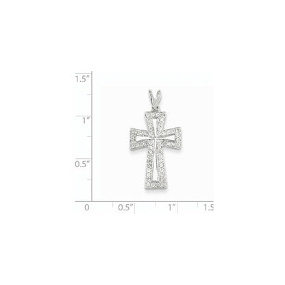 14k White Gold Diamond Cross Pendant