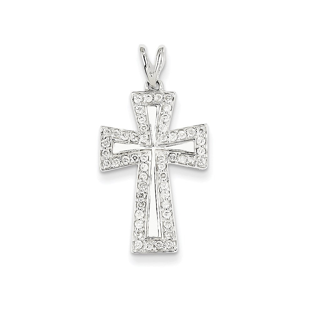 14k White Gold Diamond Cross Pendant