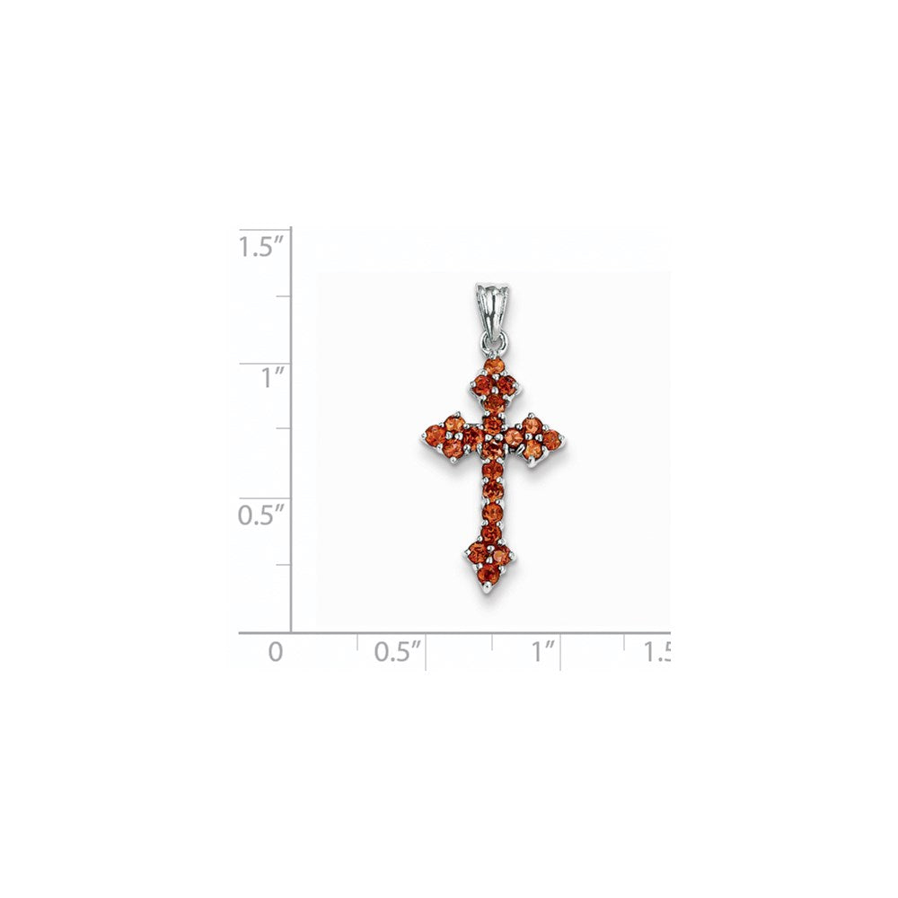 14k White Gold Garnet Cross Pendant