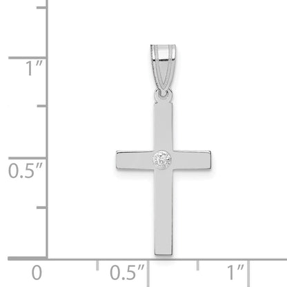 14k White Gold .01ct. Diamond Cross Pendant