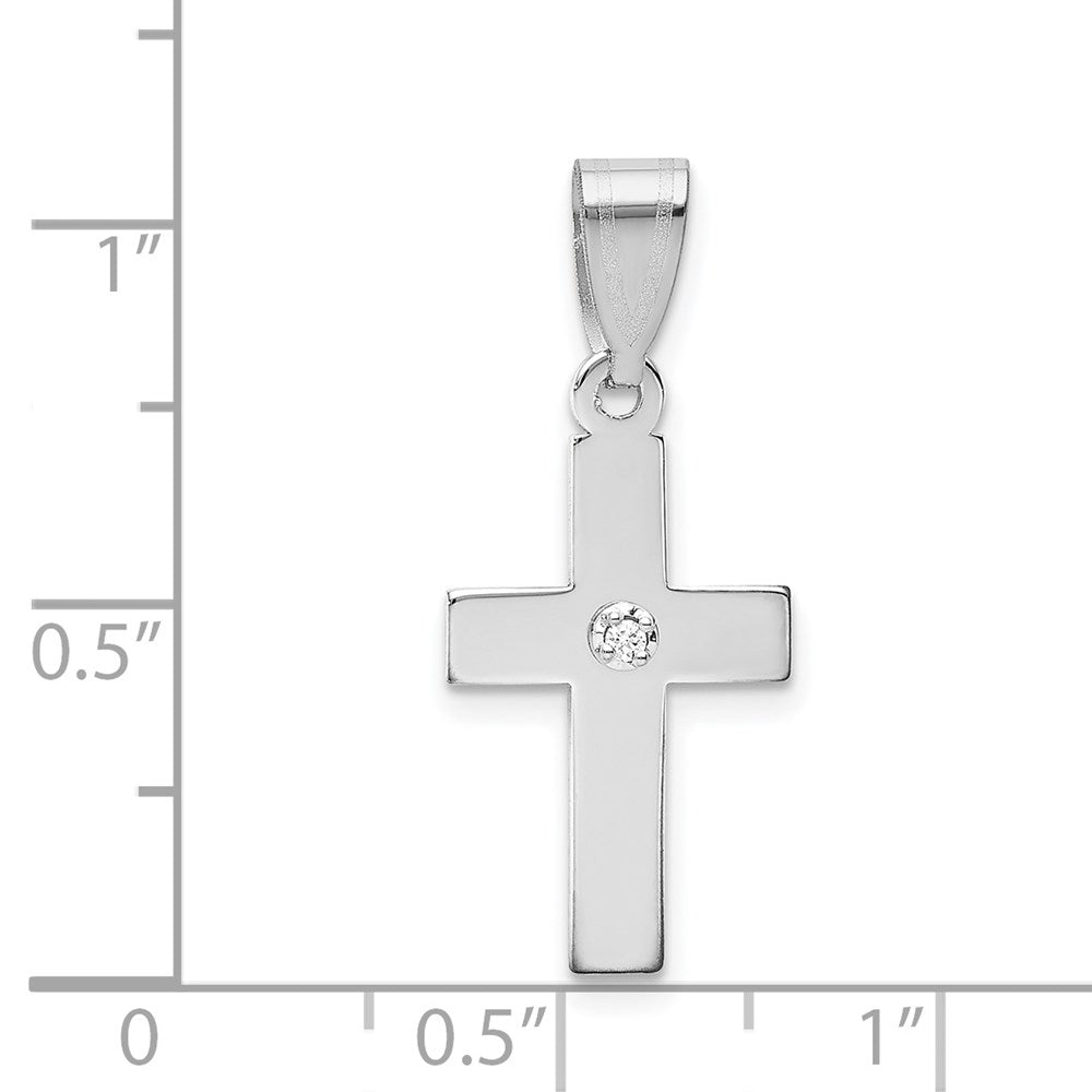 14k White Gold .01ct. Diamond Cross Pendant