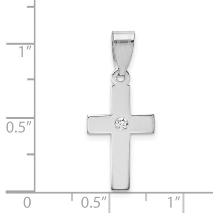 14k White Gold .01ct. Diamond Cross Pendant