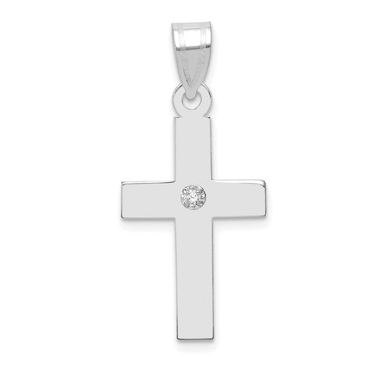 14k White Gold .02ct. Diamond Cross Pendant