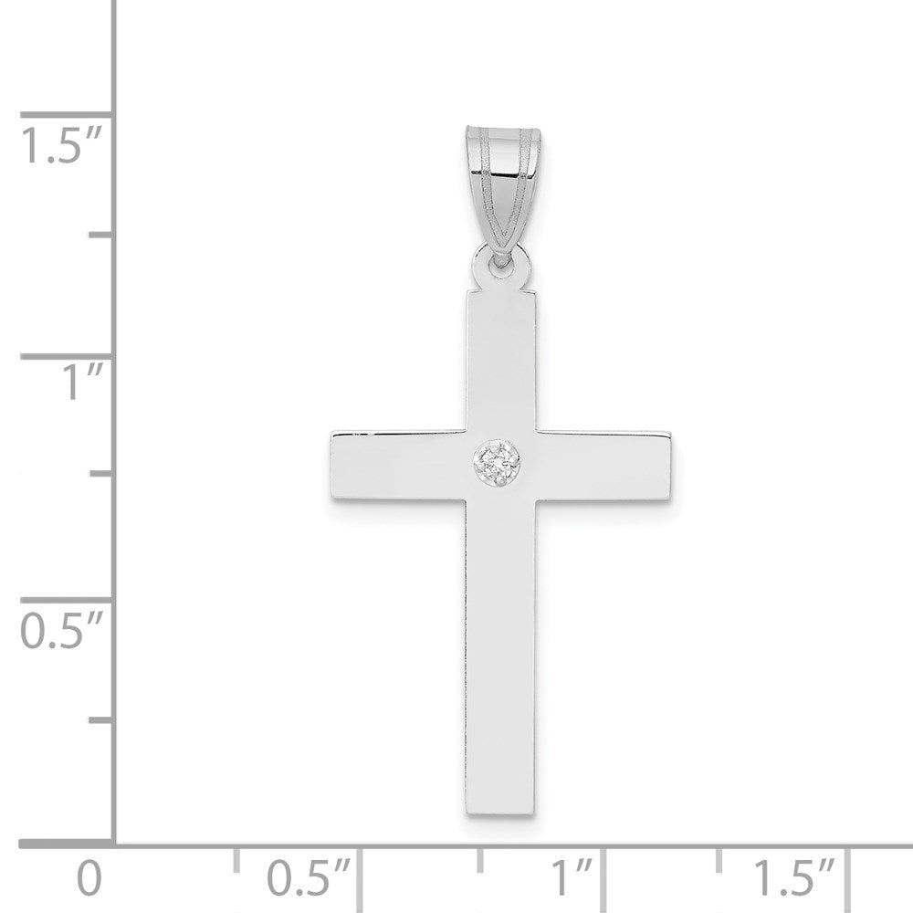 14k White Gold .02ct. Diamond Cross Pendant