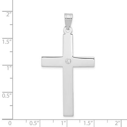 14k White Gold .03ct. Diamond Cross Pendant
