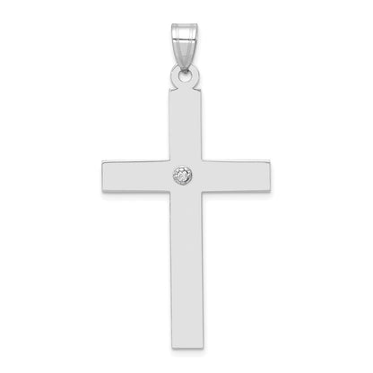 14k White Gold .03ct. Diamond Cross Pendant