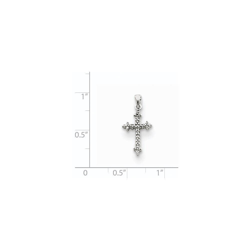 14k White Gold Diamond Fleur De Lis Cross Pendant