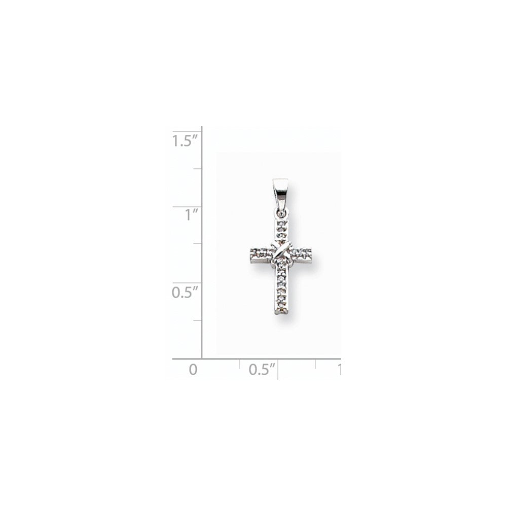 14k White Gold Diamond Latin Cross Pendant