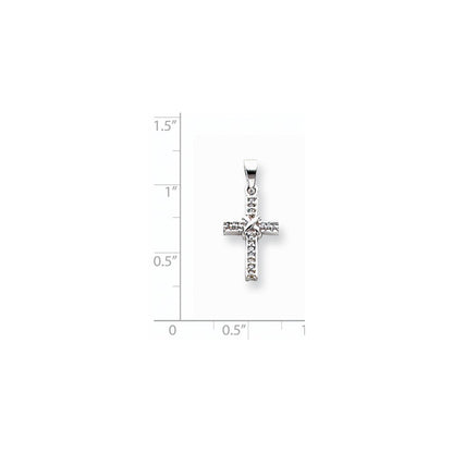 14k White Gold Diamond Latin Cross Pendant
