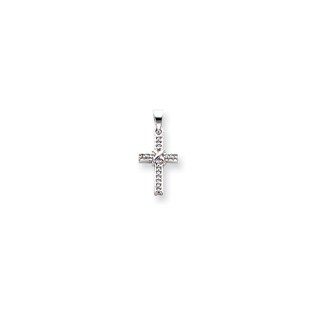 14k White Gold Diamond Latin Cross Pendant