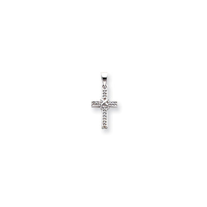 14k White Gold Diamond Latin Cross Pendant