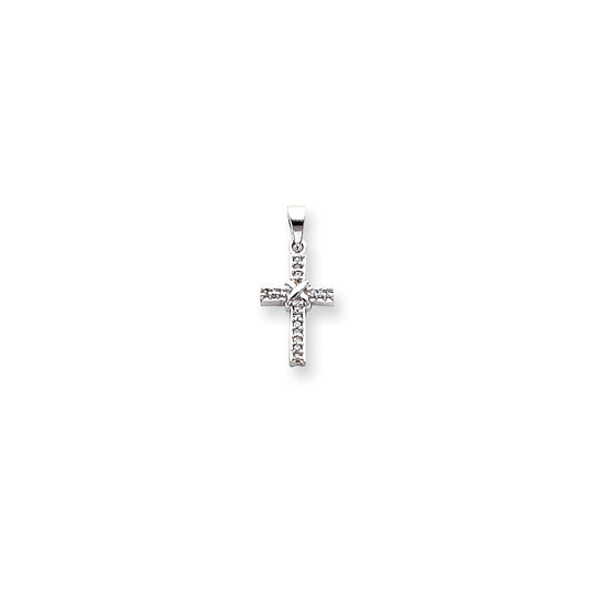 14k White Gold Diamond Latin Cross Pendant