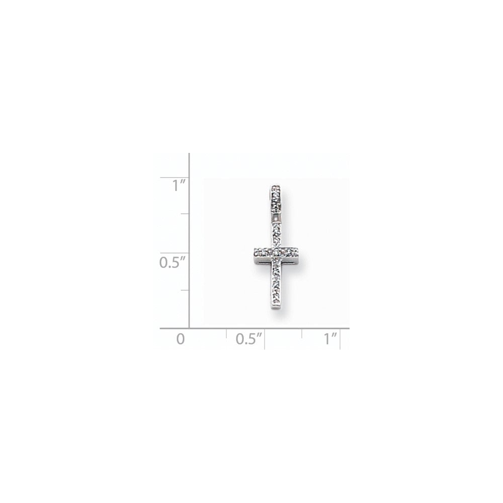 14k White Gold Diamond Latin Cross Pendant