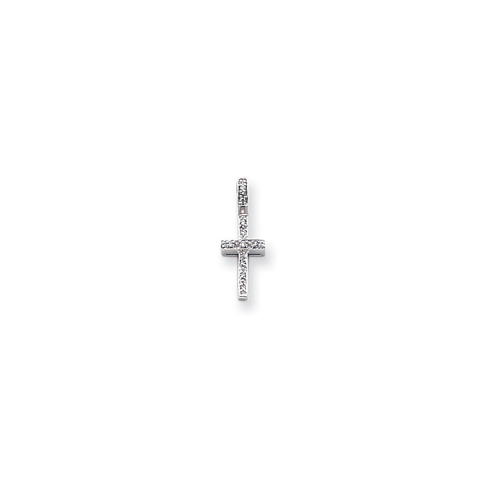 14k White Gold Diamond Latin Cross Pendant