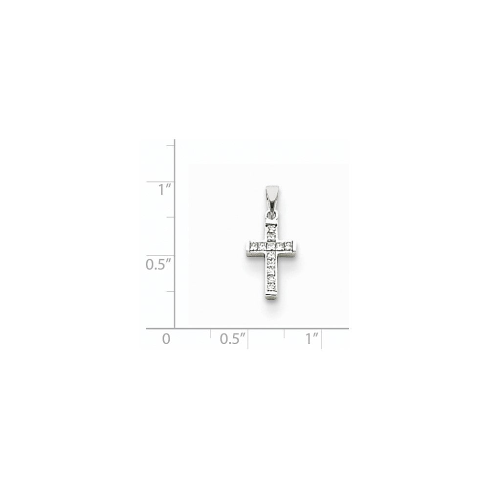 14k White Gold Diamond Latin Cross Pendant