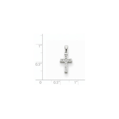 14k White Gold Diamond Latin Cross Pendant