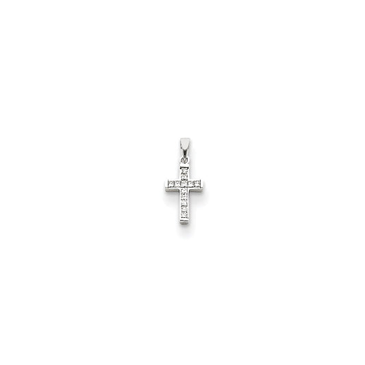 14k White Gold Diamond Latin Cross Pendant