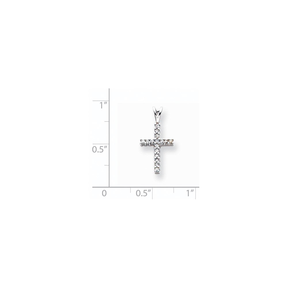 14k White Gold Diamond Latin Cross Pendant