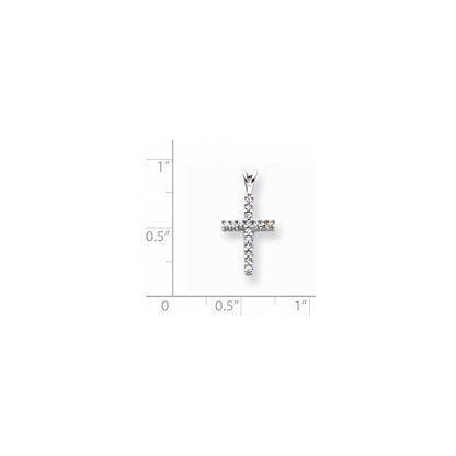 14k White Gold Diamond Latin Cross Pendant