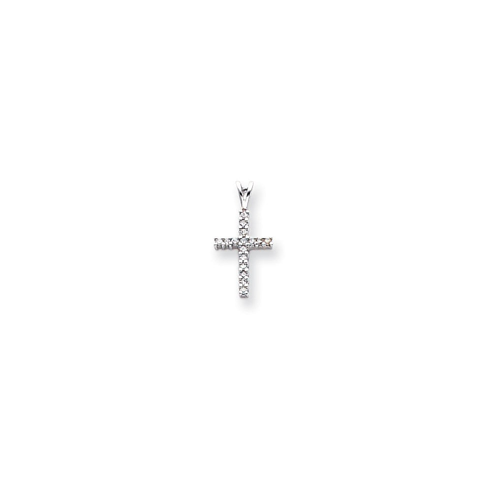 14k White Gold Diamond Latin Cross Pendant
