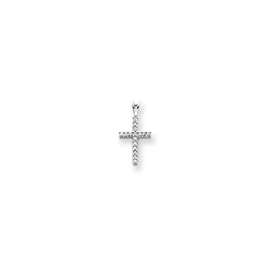 14k White Gold Diamond Latin Cross Pendant