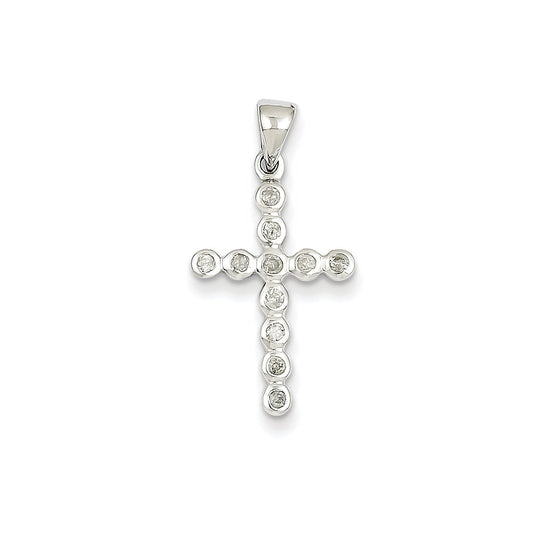 14k White Gold Diamond Cross Pendant