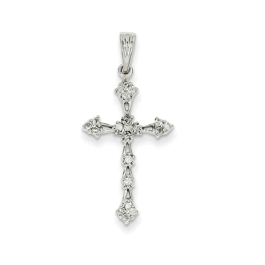 14k White Gold Diamond Cross Pendant