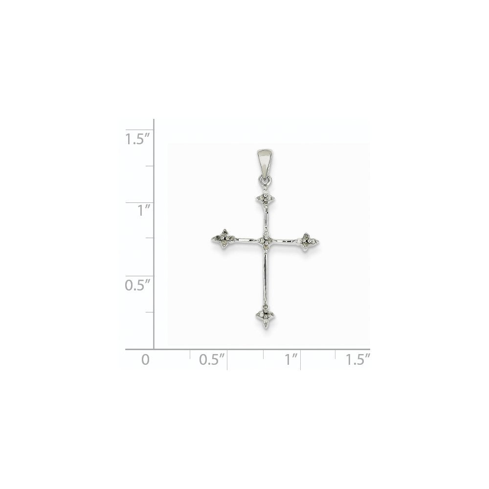 14k White Gold Diamond Cross Pendant