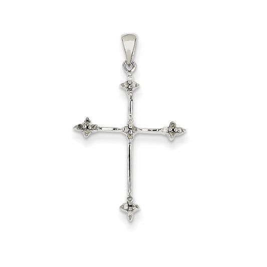 14k White Gold Diamond Cross Pendant